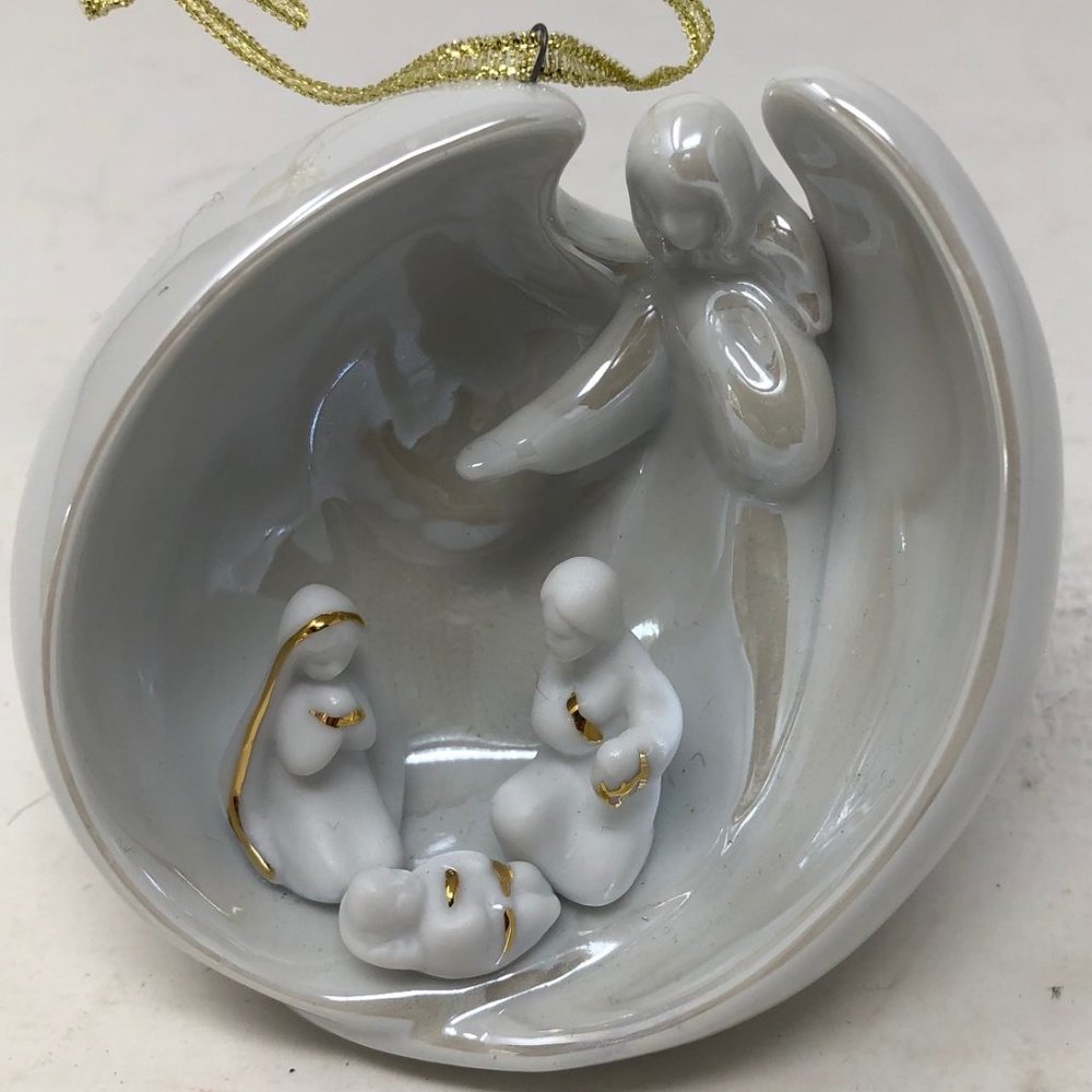 Appletree Designs Porcelain Angel Holy Family Nativity Christmas Ornament